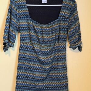 Oh Baby by Motherhood Blue and Green Geometric Dress